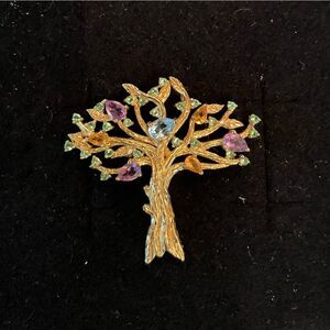 Tree of Life Pendant with Multicolor Gemstones – Amethyst, Citrine, Blue & Green